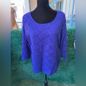 NWT Women's Large Chico's Orbital Purple Lacey Lace Overlay Top